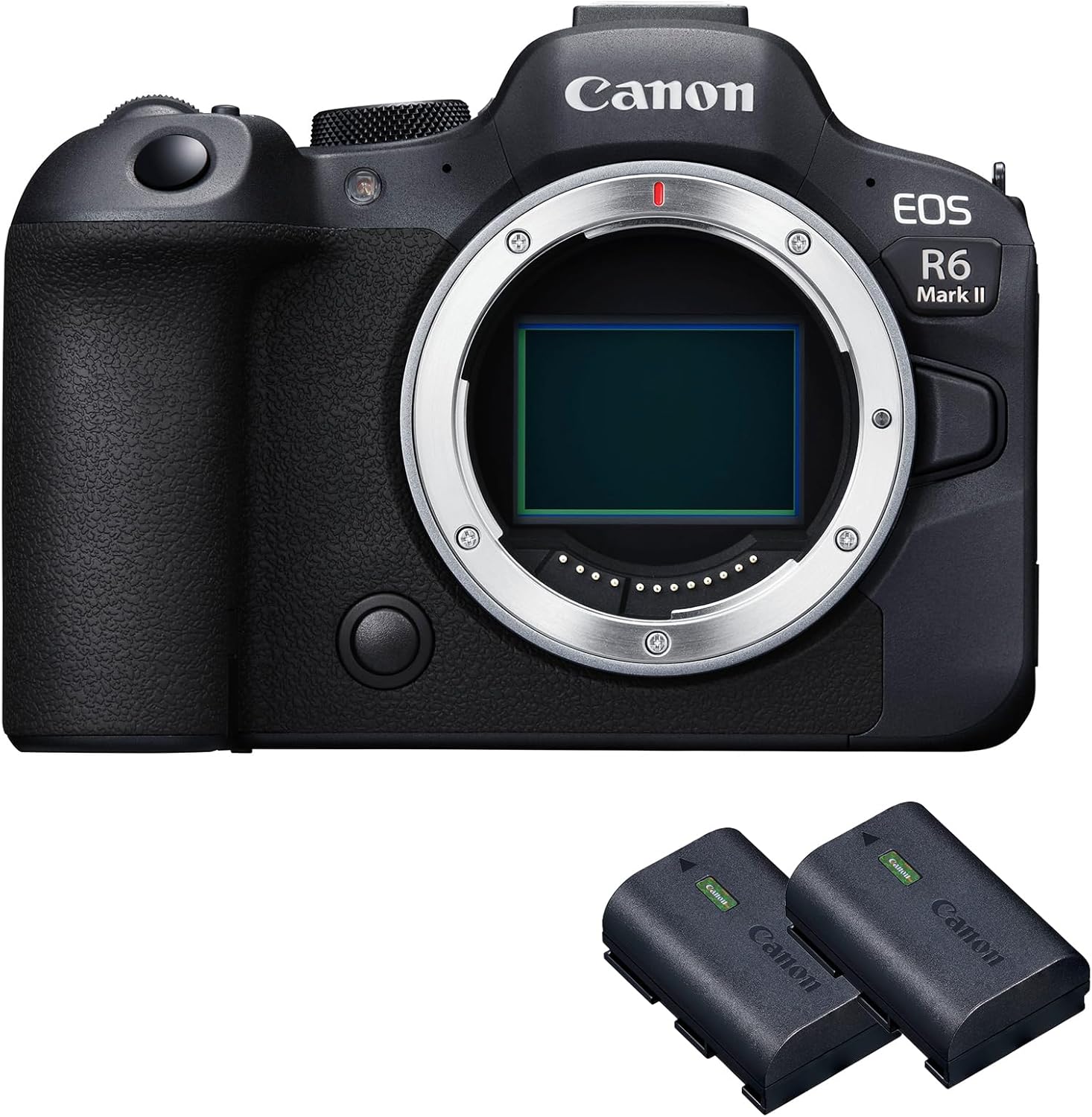 Canon EOS R6 Mark II System Camera – Mirrorless Full Format Camera + 2 x Batteries (Additional Battery Kit) – Hybrid Camera with Intelligent Auto Focus and Motif Detection, 4K, WiFi, Bluetooth, AI