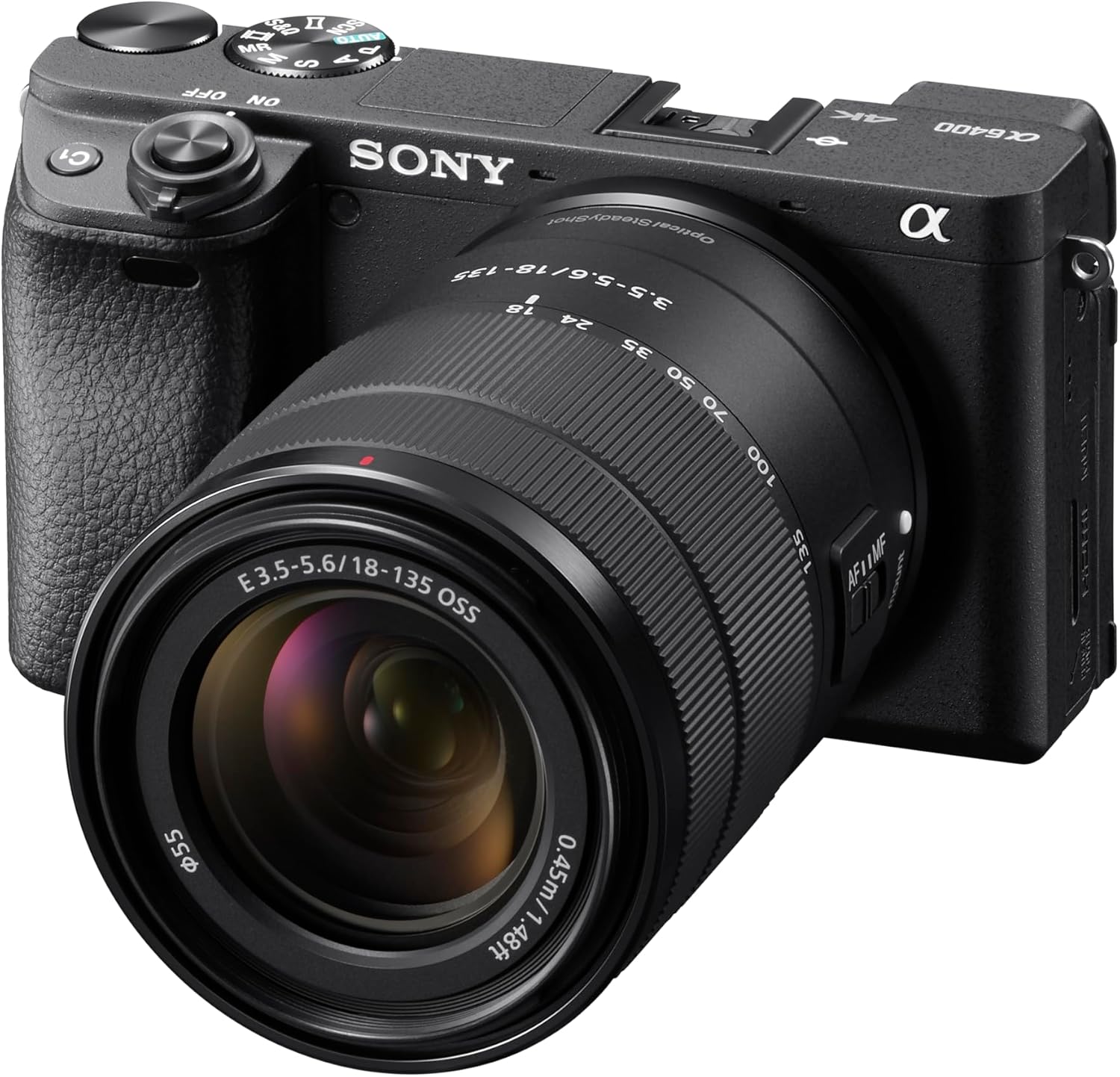 Sony Alpha 6400 APS-C Mirrorless Camera with 18-135 mm Lens (Fast 0.02s Auto Focus with Eye Detection for Humans and Animals, 4K Film Shooting and Tilting Display for Vlogging)