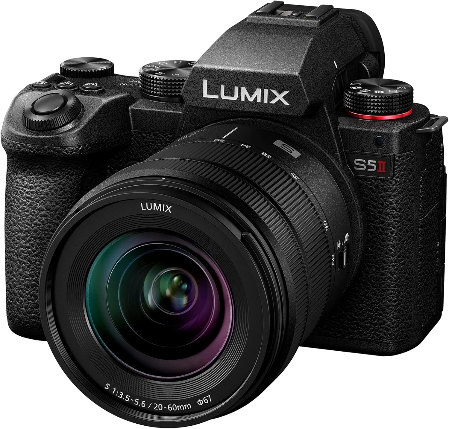 Panasonic LUMIX DC-S5 II Mirrorless Full Frame Camera with 20-60mm F3.5-5.6 Lens, 4K 60p and 6K 30p, Flip Screen, WiFi, Hybrid Phase AF, Active IS, Black