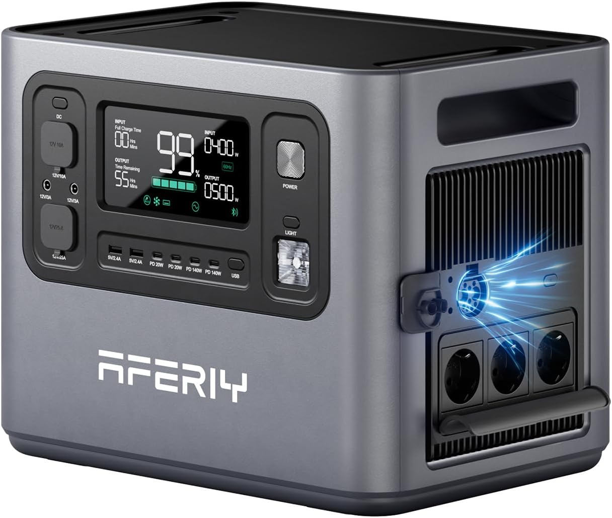 AFERIY 2800 W Portable Power Station, 2048 Wh LiFePO4 In 1 Hour Quick Charge, 13 Outputs, Pure Sine Wave 230 V, UPS, Expandable to 4096 Wh, Solar Generator for Camping/Home Office