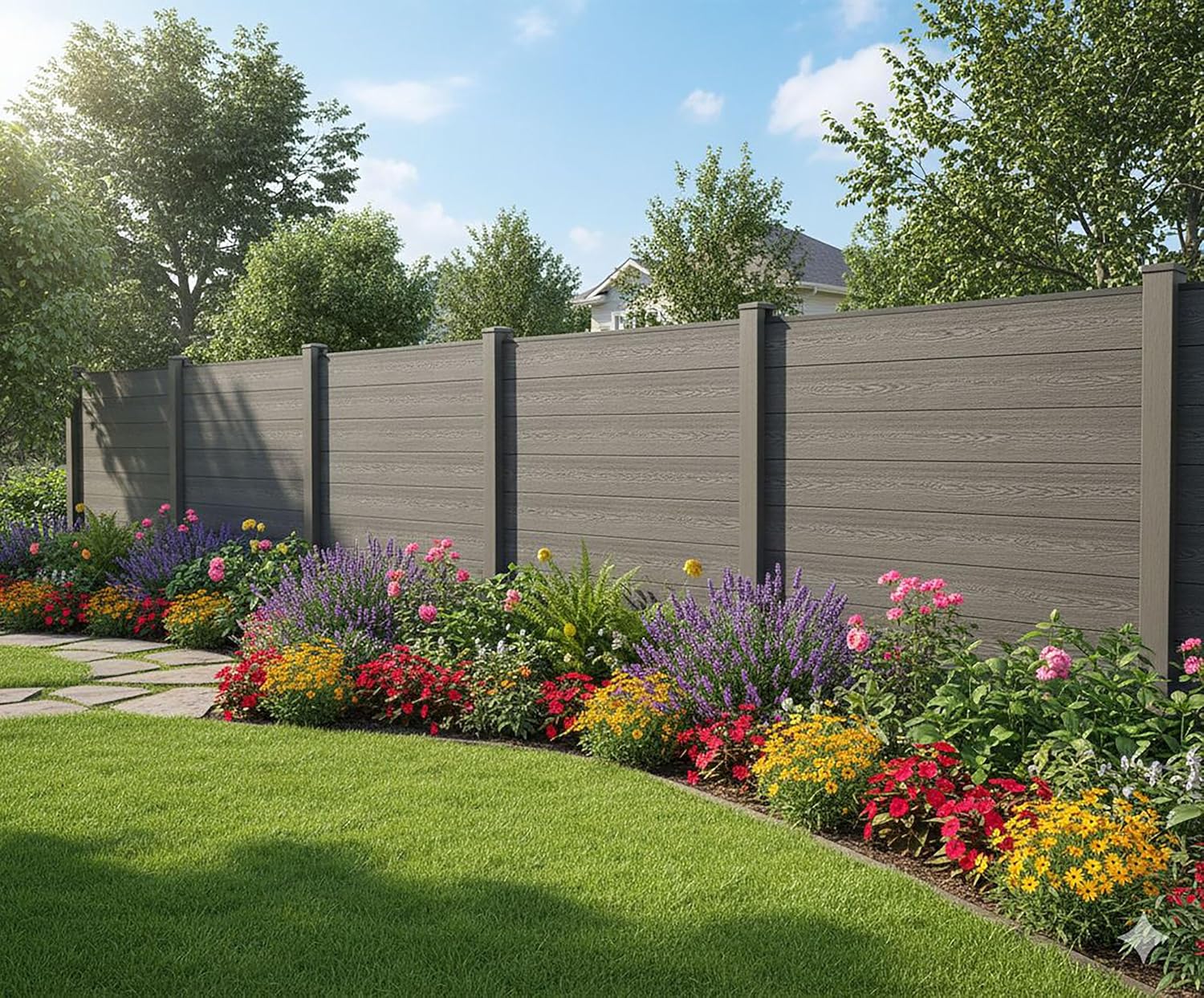 Corteza WPC Privacy Fence, 8 x Fence Elements + 9 x Posts, 14.2 m