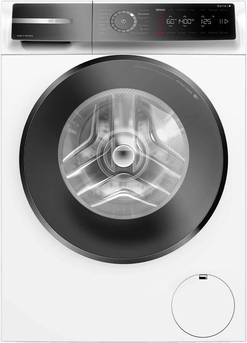 Bosch WGB244071, Series 8, Smart Washing Machine 9 kg, 1400 rpm, Made in Germany, Automatic Stain, Iron Assist Reduces Wrinkles, Mini Load for Items, 4D Wash System, Speed Perfect [Energy Class A]
