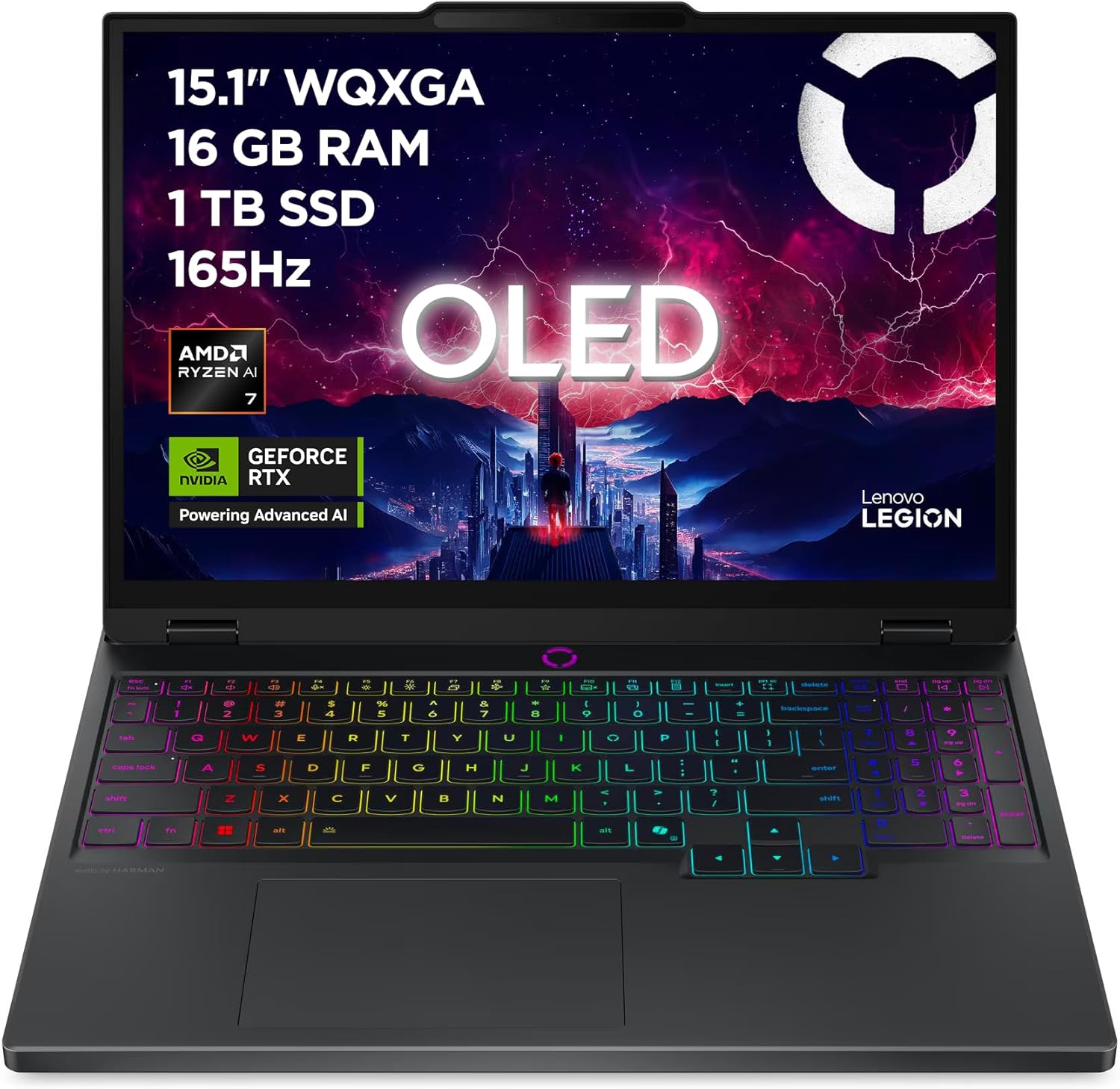 Lenovo Legion 5 Gaming AI Laptop | 15.1 Inch WQXGA 165 Hz OLED Display | NVIDIA GeForce RTX 5060 | AMD Ryzen AI 7 350 | 16GB RAM | 1TB SSD | Win11 | QWERTZ | Eclipse Black | 3 Months GamePass