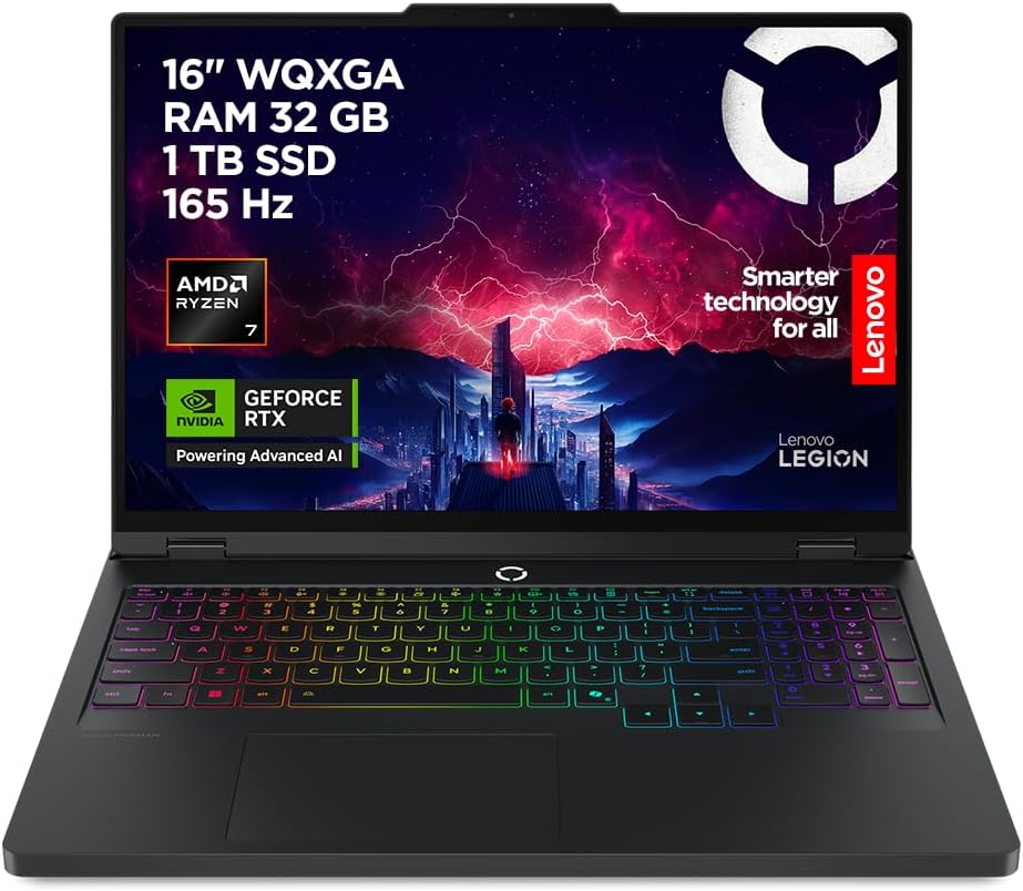 Lenovo Legion Pro 5 16ADR10 Gaming AI Laptop | 16 Inch WQXGA 165 Hz OLED Display | NVIDIA GeForce RTX 5060 | AMD Ryzen 7 | 32GB RAM | 1TB SSD | Win11 | QWERTZ | Eclipse Black | 3 Months GamePass