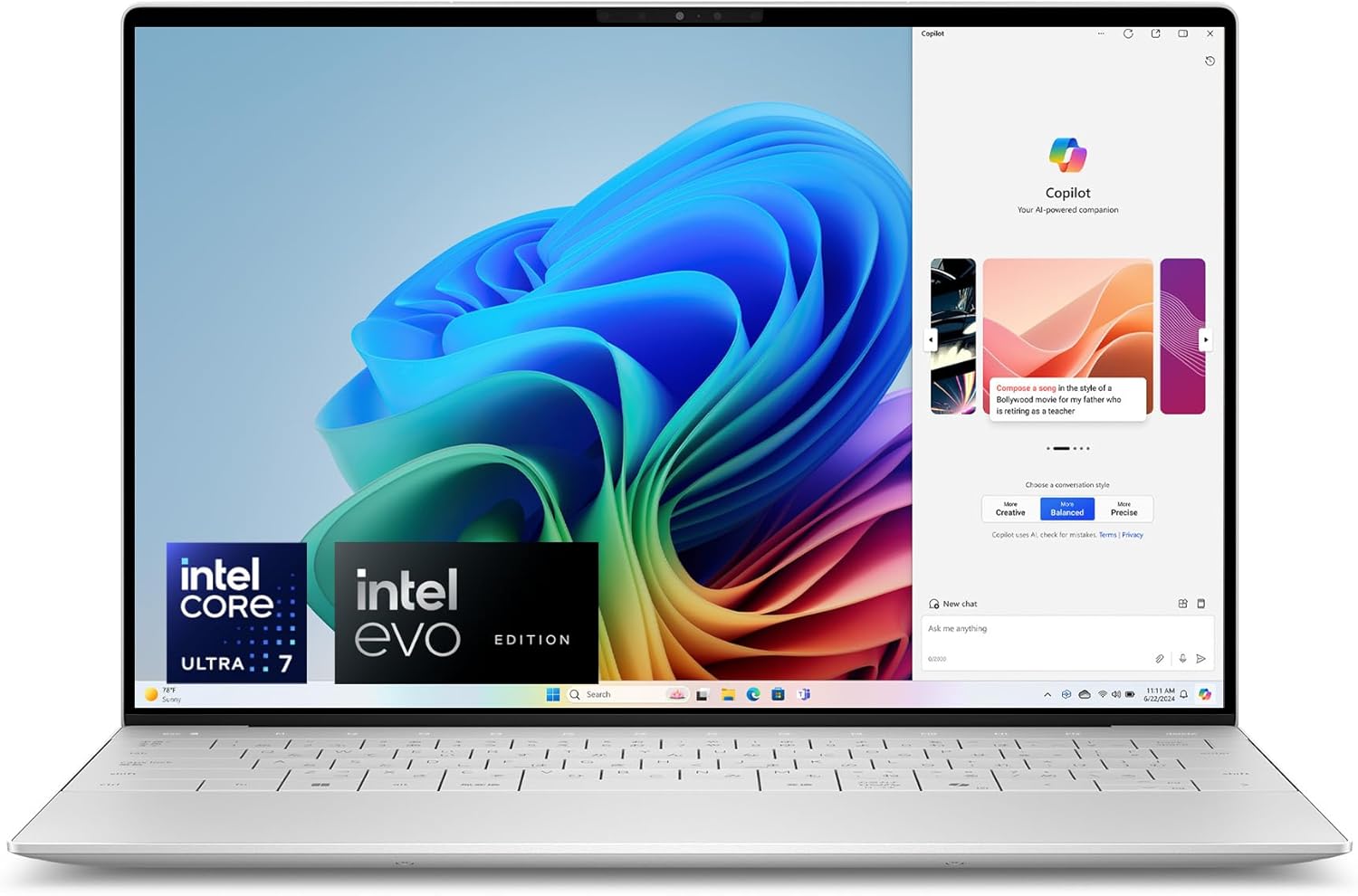 Dell XPS 13 (9350) Laptop Copilot+ PC 13.4 Inch FHD+ 120Hz, Intel Core Ultra 7 Series 2 Intel – Evo Edition, Intel Arc, 32GB RAM, 1TB SSD, Windows 11 Home, German QWERTZ Backlit Keyboard, Platinum