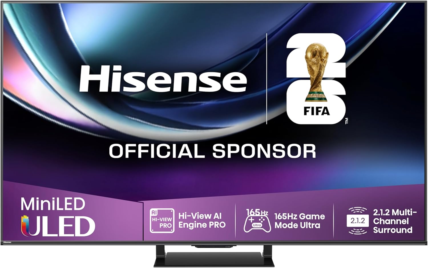 Hisense 75U7Q Pro TV 75 Inches, 4K Mini LED, Smart TV, Hi-View AI Engine Pro, 165Hz Game Mode Ultra, FreeSync Premium Pro, 2.1.2 ch. Surround Sound, Dolby Vision IQ Atmos, Voice Control [2025] [Energy Class D]