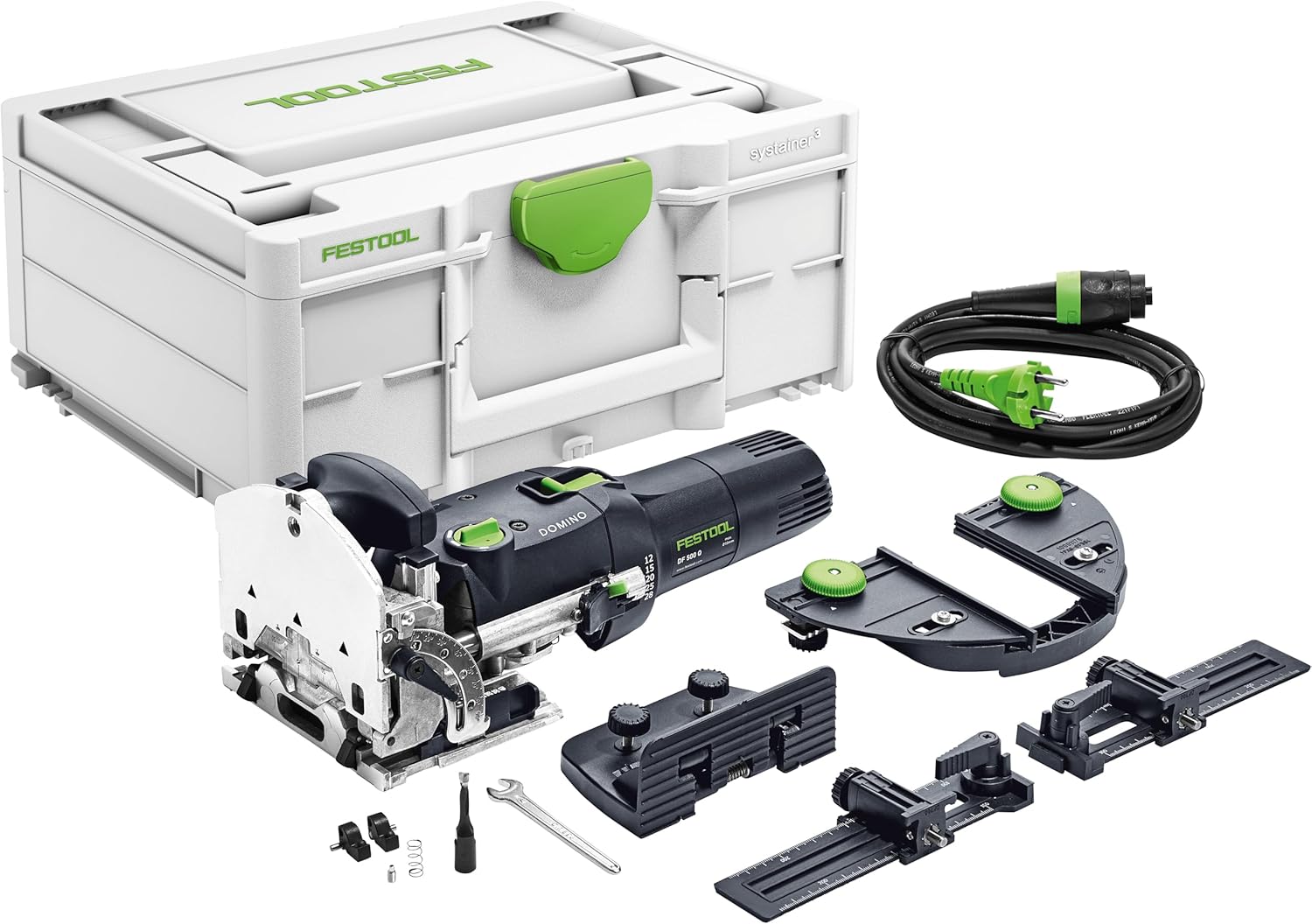 Festool Dowel Mill DF 500 Q-Set Domino (with Domino Cutter, Additional Stop, Strip Stop, Cross Stop, Open-End Wrench), in Systainer