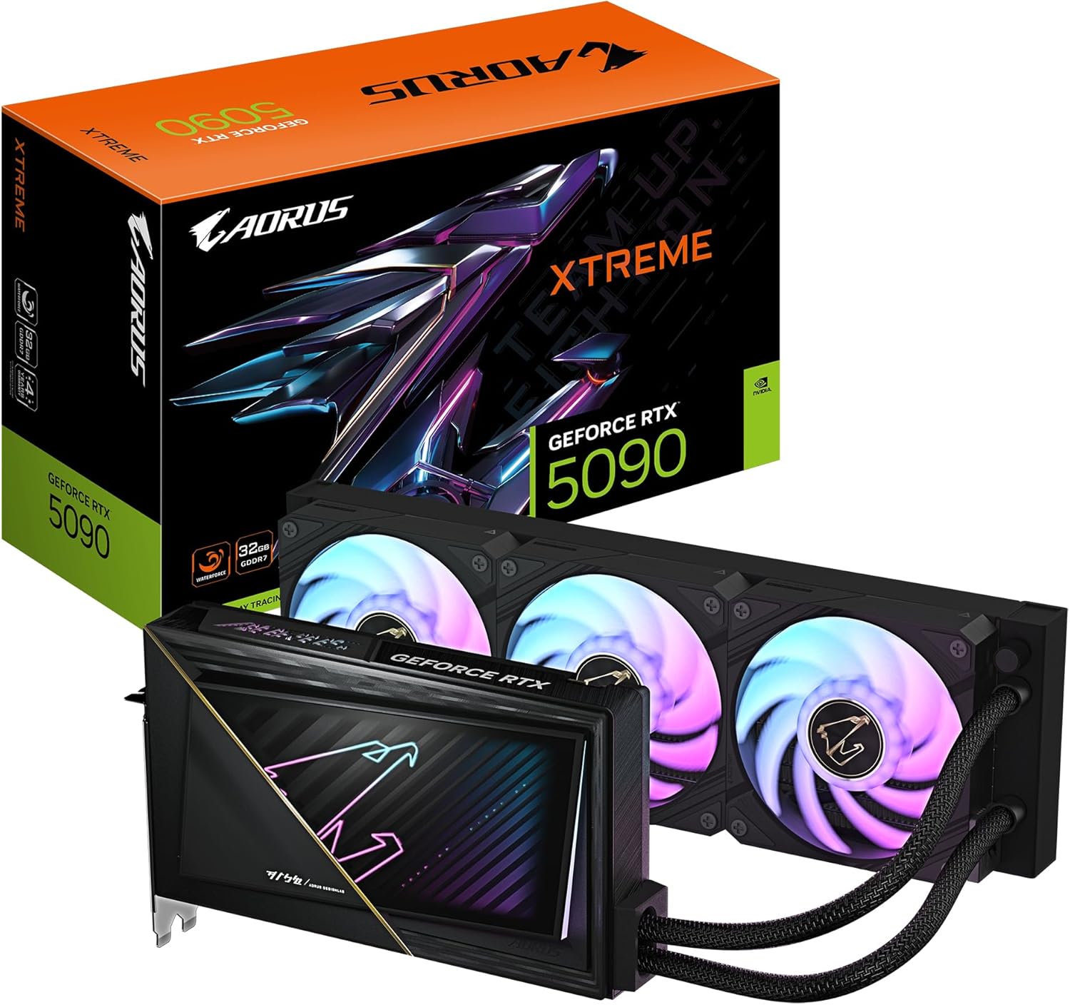 Gigabyte Aorus GeForce RTX 5090 Xtreme Waterforce 32G Graphics Card – 32 GB GDDR7, 512 Bit, PCI-E 5.0, 2655 MHz Core Frequency, 3 x DP 2.1a, 1 x HDMI 2.1b, NVIDIA DLSS 4, GV-N5090AORUSX W-32GD