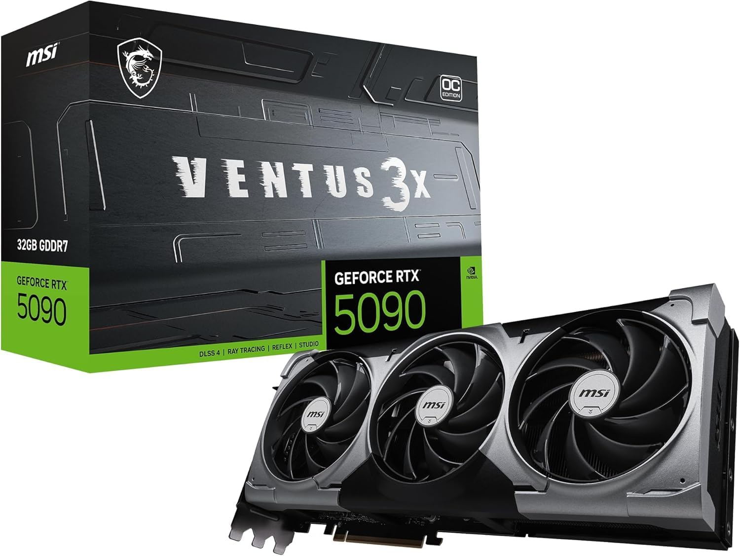 MSI GeForce RTX 5090 32G Ventus 3X OC — 32GB GDDR7 (28Gbps/512-bit), PCIe 5X 8, Boost: 2437MHz, HDMI 2.1b, DisplayPort 2.1b
