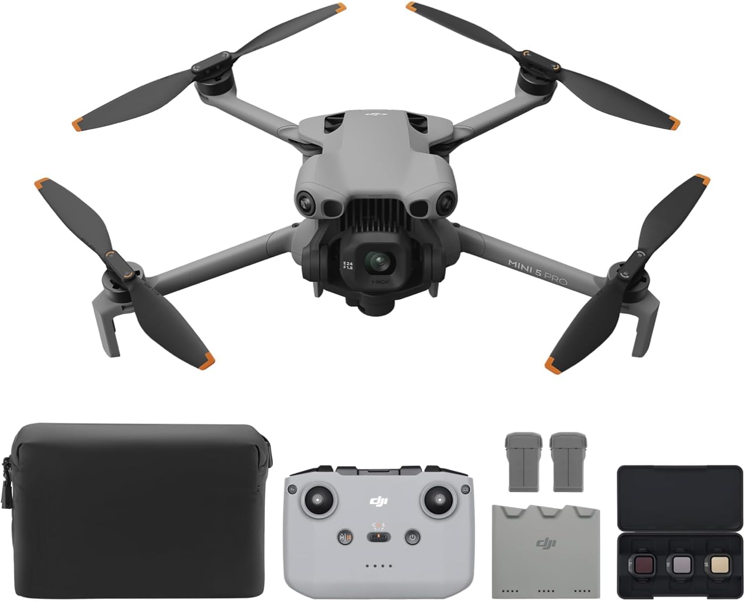 DJI Mini 5 Pro Fly More Combo with DJI RC-N3, C0 Certified, Drone with Camera, 1-Inch CMOS, 4K Drone for Beginners with Omnidirectional Obstacle Detection, ActiveTrack 360°, 225° Gimbal Rotation